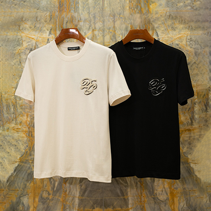 dolce & gabbana cursive dg logo embroidery cotton t-shirt